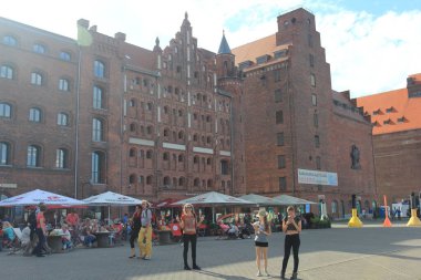 Stralsund, Germany August 3, 2017: Stralsund  is a Hanseatic town in the Pomeranian part of Mecklenburg-Vorpommern, Germany.	