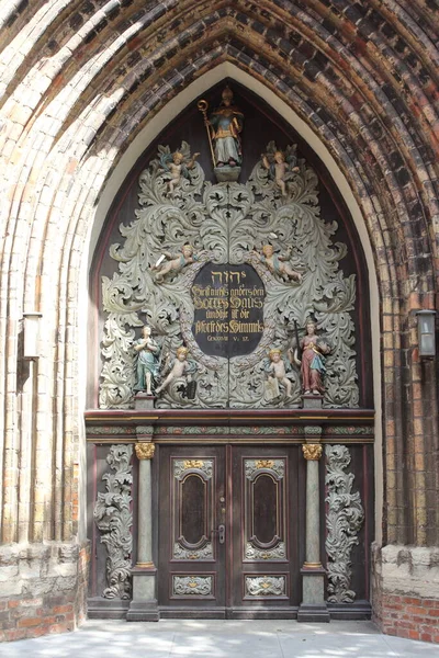 Ingresso Intrinsecamente Decorato Alla Chiesa San Nikolai Stralsund — Foto Stock