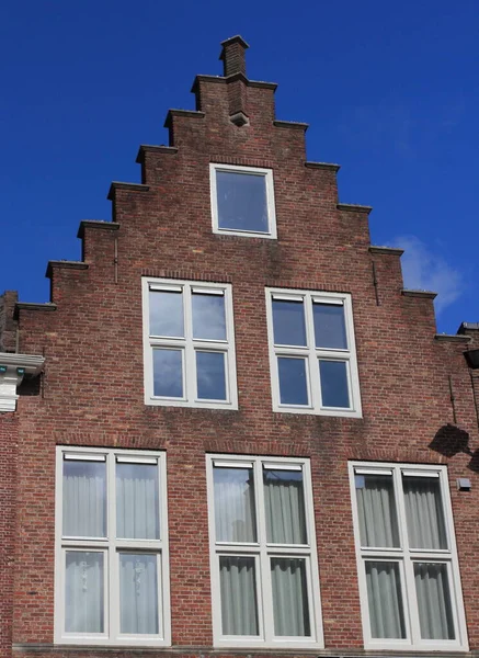 Beautiful Old House Stepped Gables Built Red Brick Stones — Stock Photo, Image