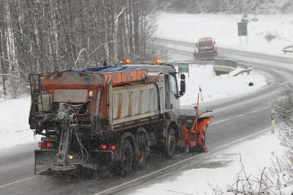 Birkenfeld Germany February 2018 Winter Service Vehicle Use Heavy Snow — Stock Photo, Image