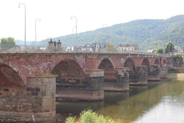 Den Romerska Bron Gammal Byggnad Trier Tyskland Över Mosel Det — Stockfoto