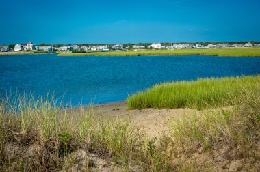 Haliç ve çimenler kıyı alanında cape Cod, massachusetts