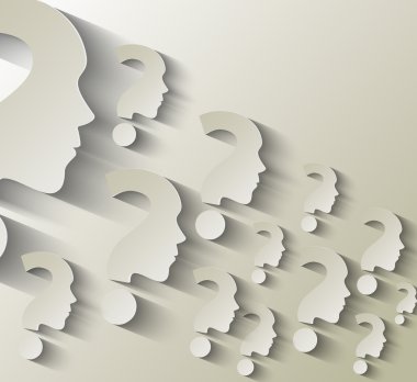 Human face with question mark illustration clipart