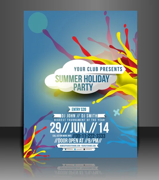 Sommerferienparty-Flyer, Vektor — Stockvektor