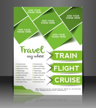 Vector Travel center brochure, flyer, magazine cover & poster template clipart