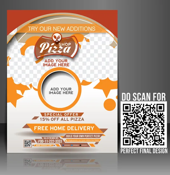 Vector pizza winkel flyer, tijdschriftdekking & poster sjabloon. — Stockvector