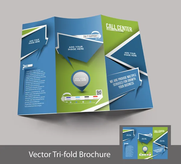 Call Center Триразовий дизайн брошури, векторне розпізнавання — стоковий вектор