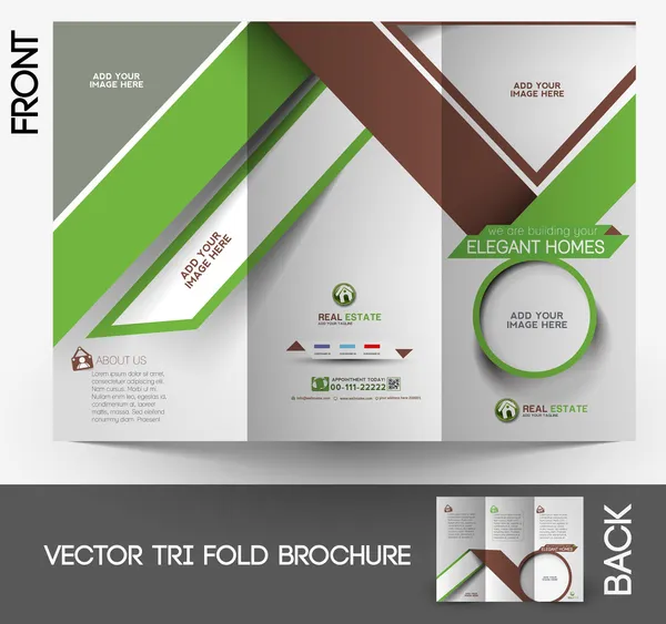 Недвижимость Tri-Fold Mock up & Brochure Design — стоковый вектор