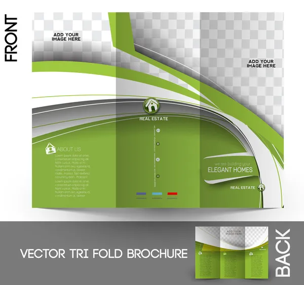 Tri-Fold agente immobiliare finto & Brochure Design — Vettoriale Stock