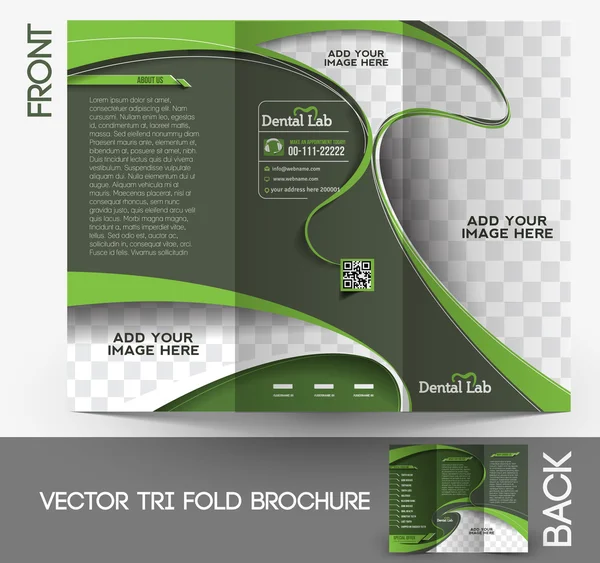 Tri-fold tandheelkundige brochure ontwerp vector illustartion. — Stockvector