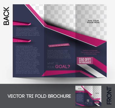Tri-fold Fashion Brochure Design Vector Illustartion.