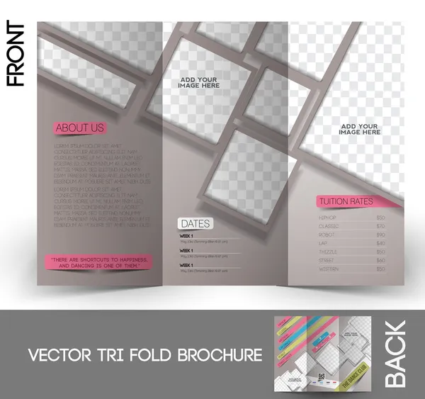 Tanzclub Dreifach-Mock-Up & Broschüren-Design — Stockvektor