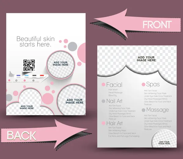Beauty Care & Salon Front & Back Flyer Template — Stock Vector