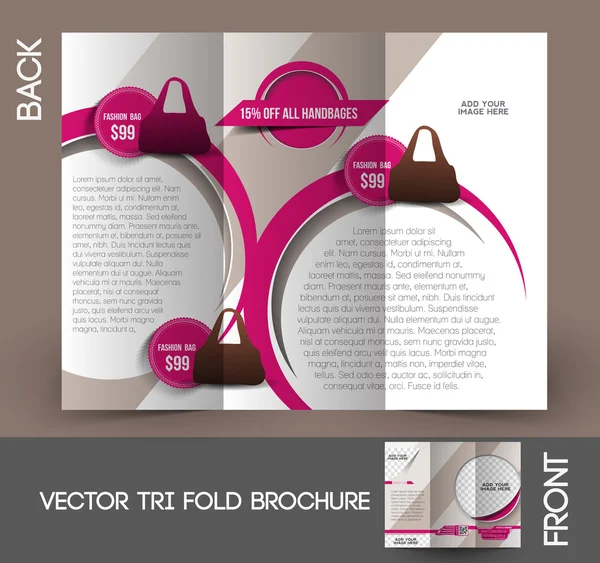 Tienda de bolsas Tri-Fold Mock up & Diseño de folletos — Vector de stock