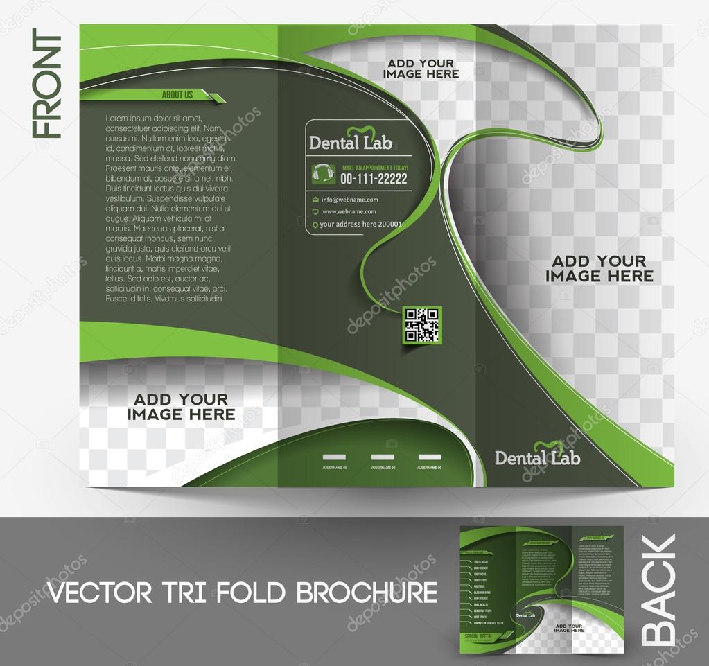 Tri-fold Dental Brochure Design Vector Illustration.