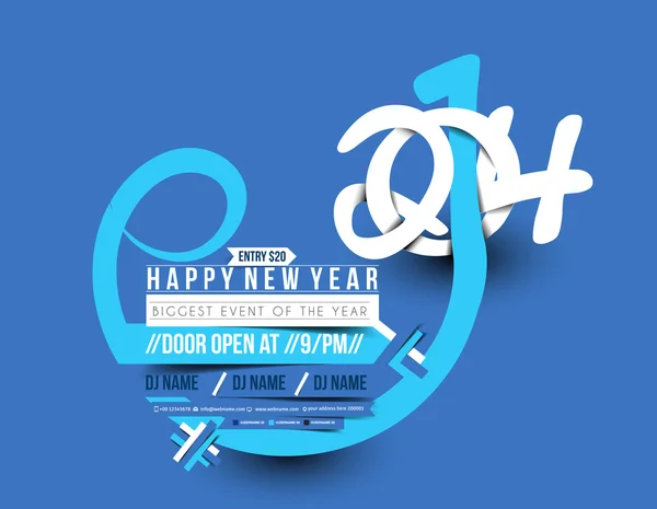 Ευτυχισμένο το νέο έτος 2014 κείμενο σχεδίασης — Διανυσματικό Αρχείο