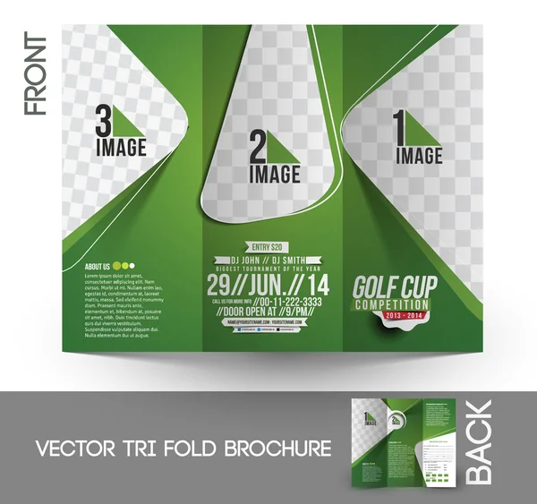 Tri-Fold Golf Toernooi Mock up & brochureontwerp — Stockvector