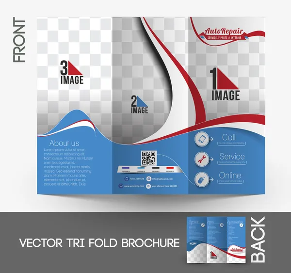 Автомобильный центр Tri-Fold Mock Up & Brochure Design — стоковый вектор