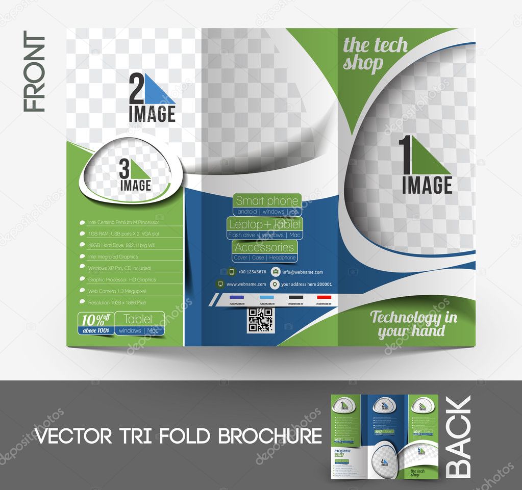 The Tech Shop Tri-Fold Mock up & Front Brochure Design.