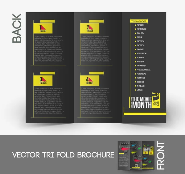 O mês do filme Tri-Fold Mock up & Brochura Design — Vetor de Stock
