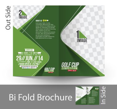 ikiye katlanmış golf turnuvası mock up & broşür tasarımı
