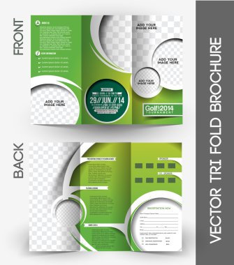 Tri-Fold Golf Tournament Mock up & Brochure Design clipart