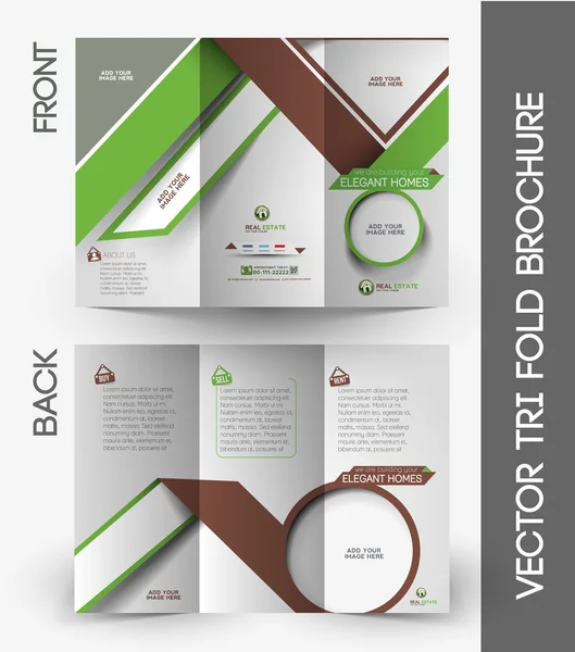 Inmobiliaria Tri-Fold Mock up & Diseño de folletos — Vector de stock