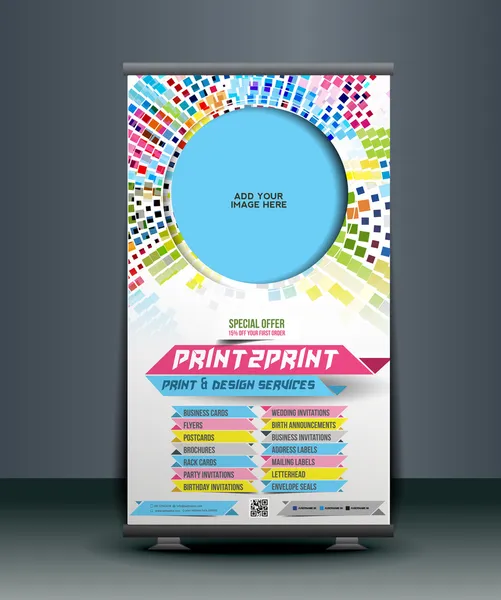 Print Shop Roll Up Banner — Stockvector