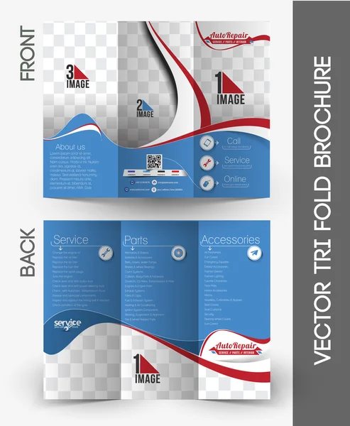 Centro Automobilistico Tri-Fold Brochure — Vettoriale Stock