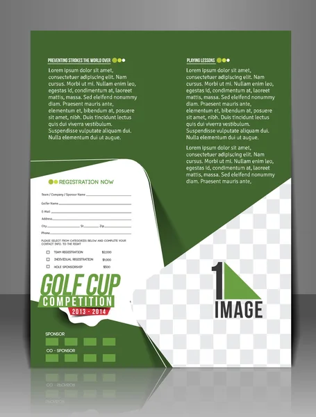 Golfe torneio centro frente flyer — Vetor de Stock