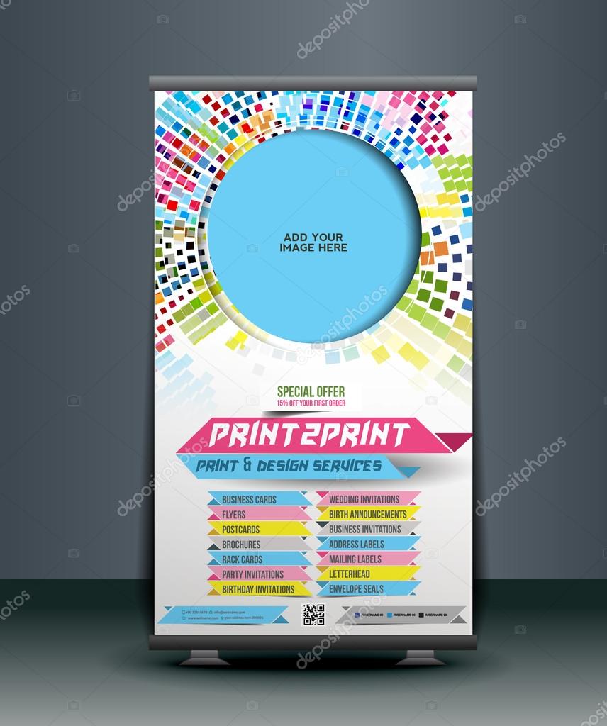 Print Shop Roll Up Banner Stock Vector C Redshinestudio