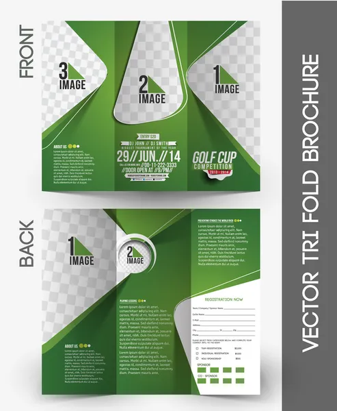Torneio de golfe Tri-Fold Brochure —  Vetores de Stock