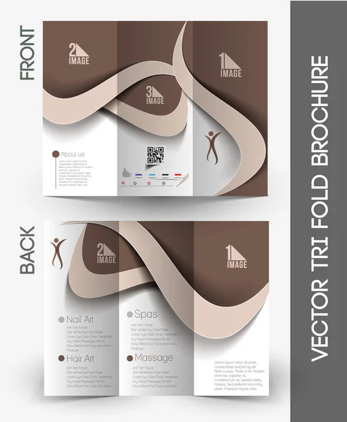 Cuidado de la belleza & Salón Tri-Doble Mock up & Diseño de folletos — Vector de stock