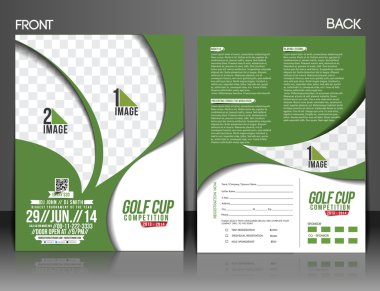 Golf turnuva açık & arka flyer şablonu