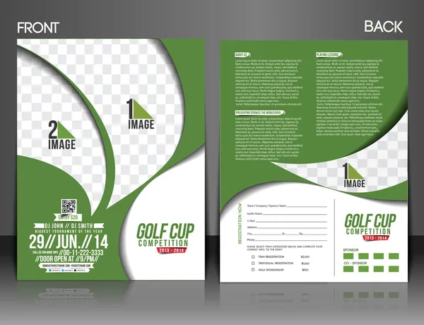 Golfturnier Vor- & Rückseite Flyer Vorlage — Stockvektor