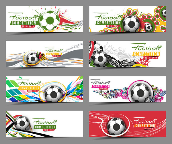Set of Football Event Banner Header Ad Template Design.