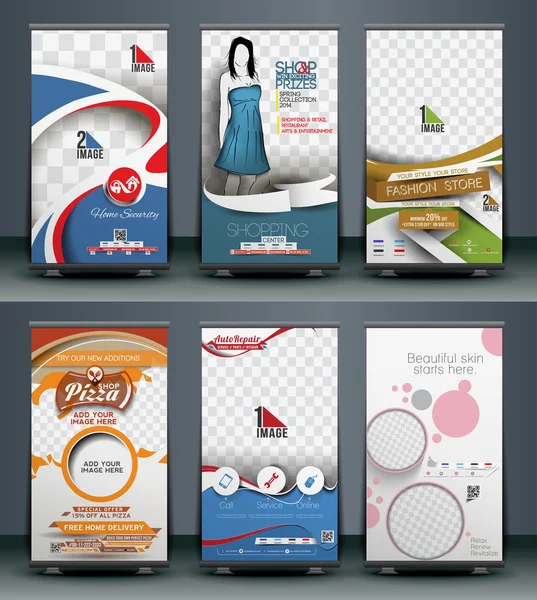 Conjunto de Roll Up Banner Design — Vetor de Stock