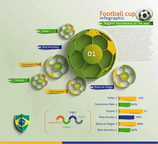 Futebol Infográfico Vector fundo . —  Vetores de Stock