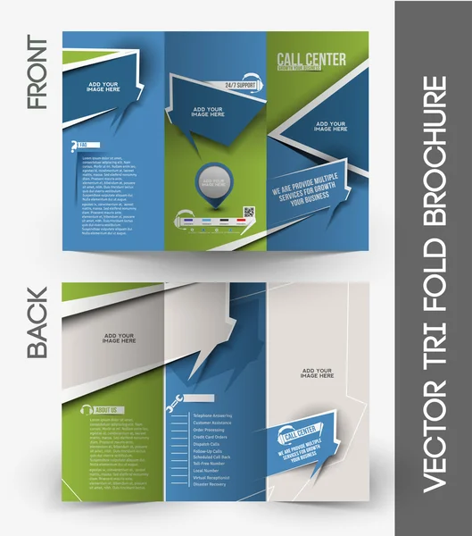 Centro de llamadas Tri-Fold Mock up & Diseño de folletos — Vector de stock