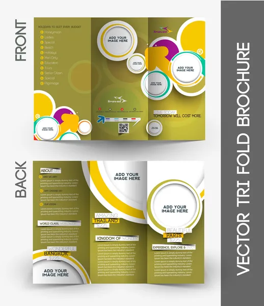 Travel Tri-Fold Mock up & Front Brochure Design. — Stock Vector