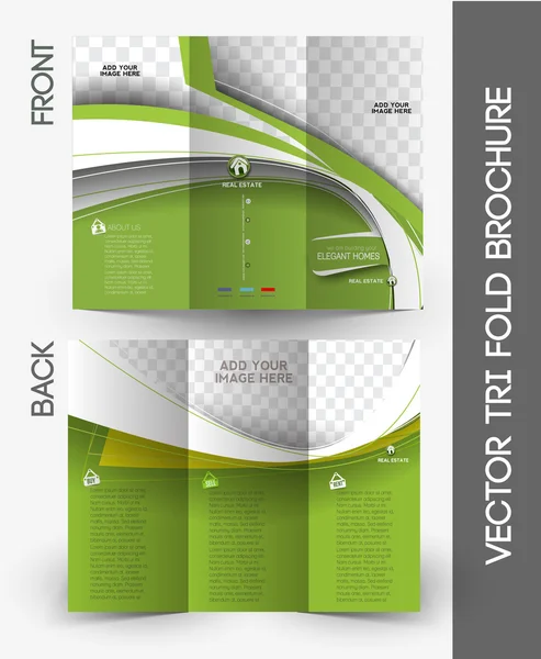 Недвижимость Tri-Fold Mock up & Brochure Design — стоковый вектор