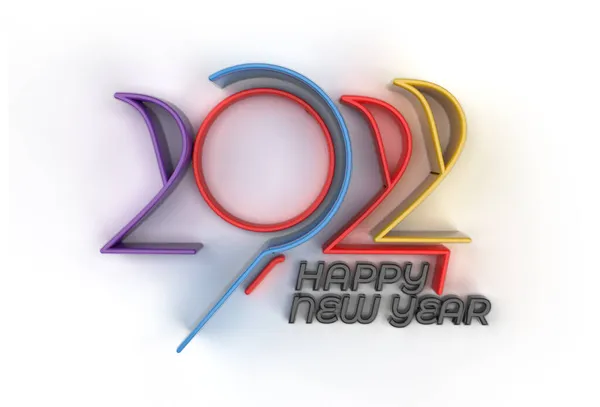 Render Happy New Year 2022 Text Typography Design Banner Poster — Stock Photo, Image