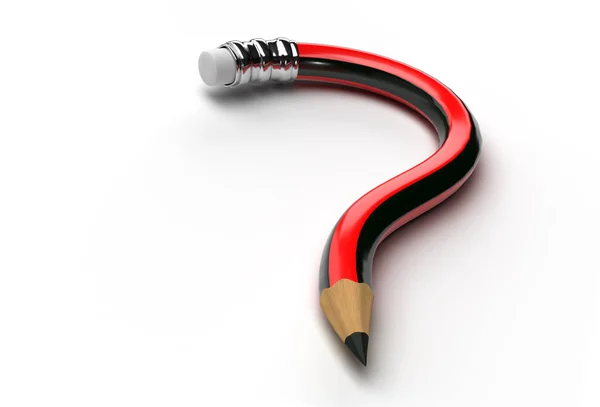 Render Pencil Question Mark Pen Tool Created Clipping Path Included — Stock Photo, Image