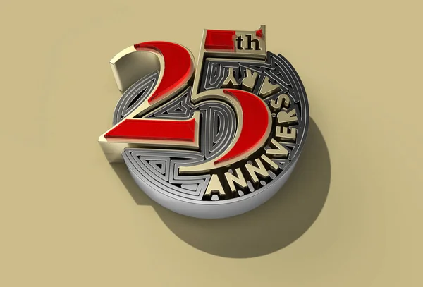 Render 25Th Years Anniversary Celebration Pen Tool Skapad Klippväg Ingår — Stockfoto