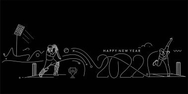 Mutlu yıllar 2022 Kriket Şampiyonası Tasarım, Vektör İllüstrasyonu.