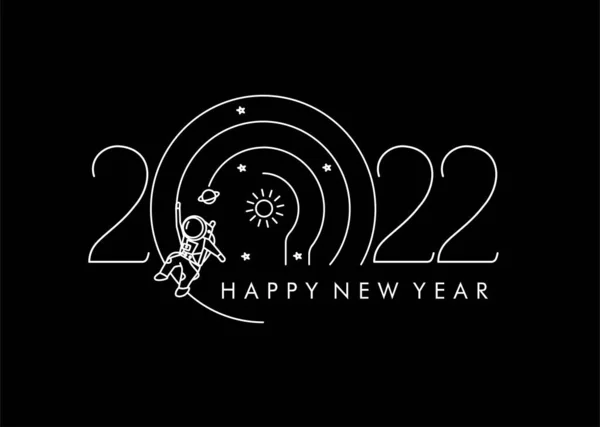 Feliz Año Nuevo 2022 Con Diseño Astronauta Ilustración Vectorial — Archivo Imágenes Vectoriales