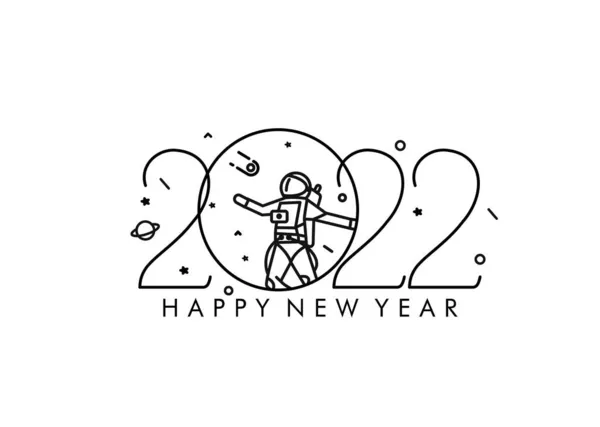 Bonne Année 2022 Avec Design Astronaute Illustration Vectorielle — Image vectorielle
