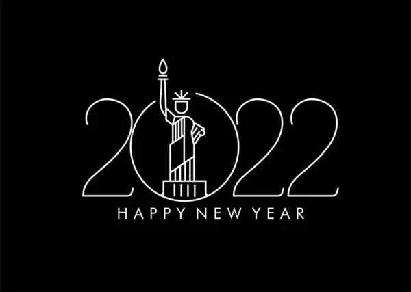 Happy New Year 2022 Statue Liberty Design Vector Illustration — 스톡 벡터