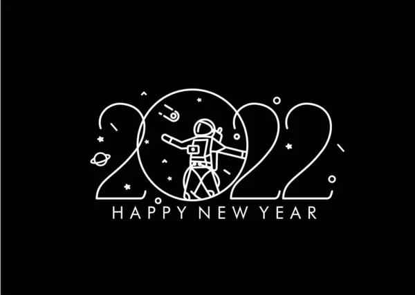 Bonne Année 2022 Avec Design Astronaute Illustration Vectorielle — Image vectorielle