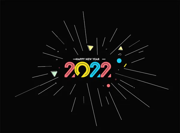 Mutlu Yıllar 2022 Metin Tipografi Tasarım Paterni Vektör Illüstrasyonu — Stok Vektör